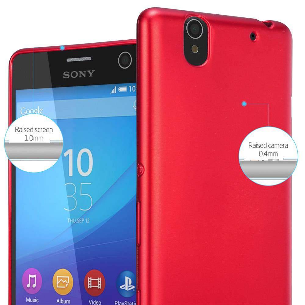 Cadorabo Schutzhülle für Sony Xperia C4 Hülle in Rot Handyhülle TPU Silikon Etui Cover Case