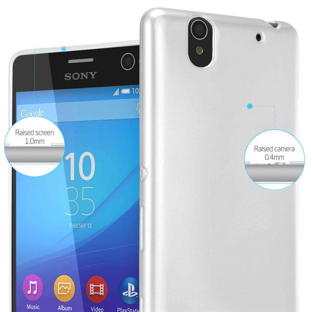 Cadorabo Schutzhülle für Sony Xperia C4 Hülle in Silber Handyhülle TPU Silikon Etui Cover Case