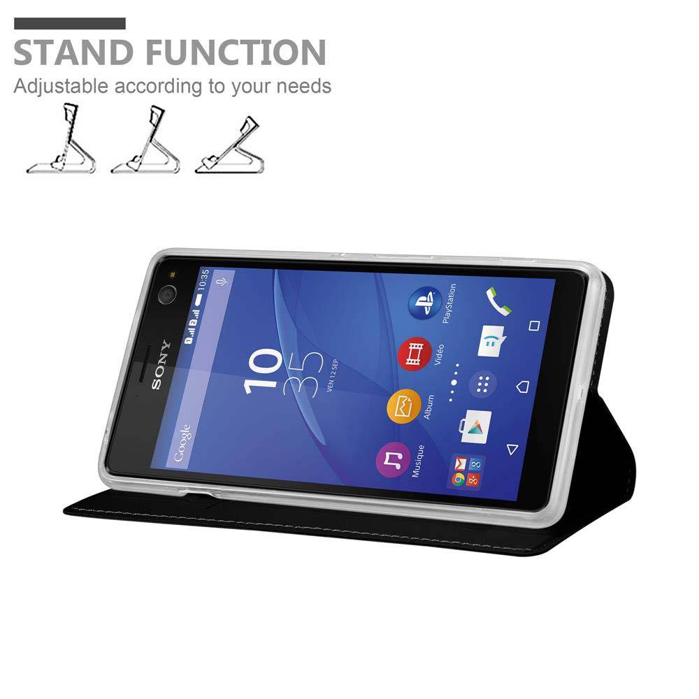 Cadorabo Handyhülle für Sony Xperia C4 Schutz Hülle in Schwarz Cover Etui Book Case Booklet