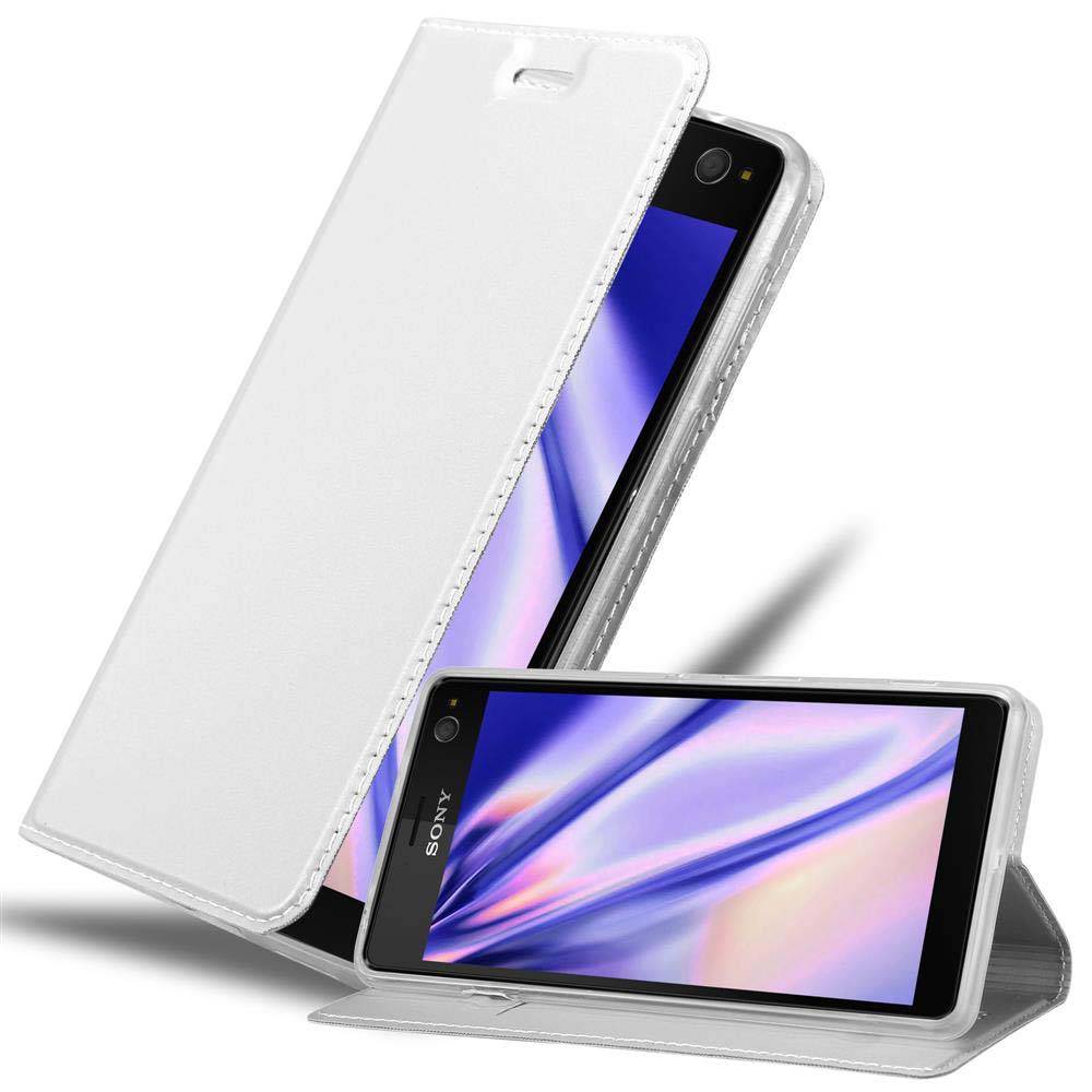 Cadorabo Handyhülle für Sony Xperia C4 Schutz Hülle in Silber Cover Etui Book Case Booklet