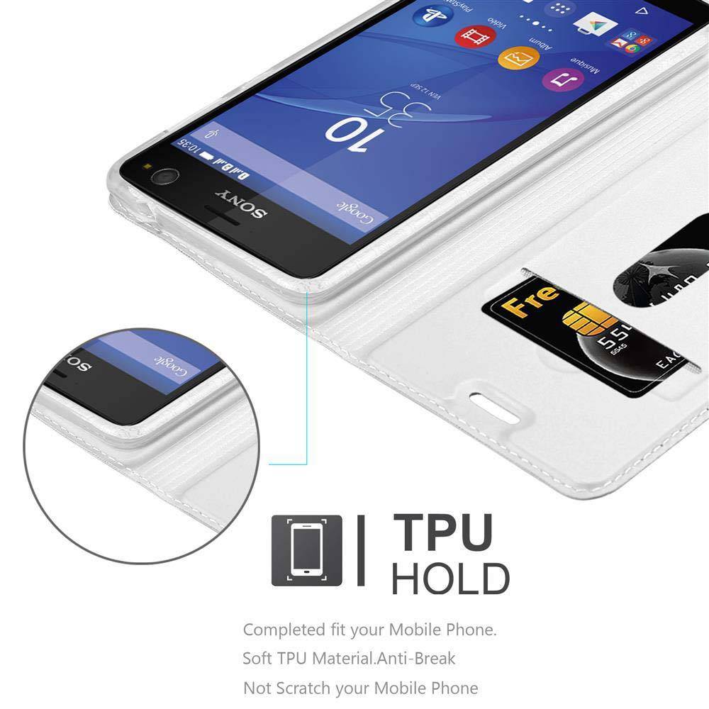 Cadorabo Handyhülle für Sony Xperia C4 Schutz Hülle in Silber Cover Etui Book Case Booklet