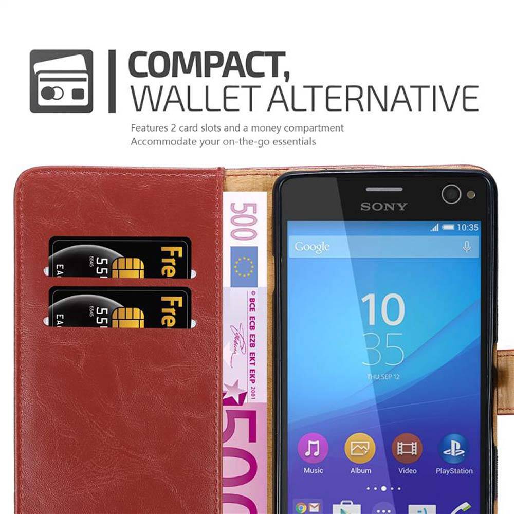 Cadorabo Hülle für Sony Xperia C4 Schutzhülle in Rot Handyhülle Book Tasche Case Etui Luxury