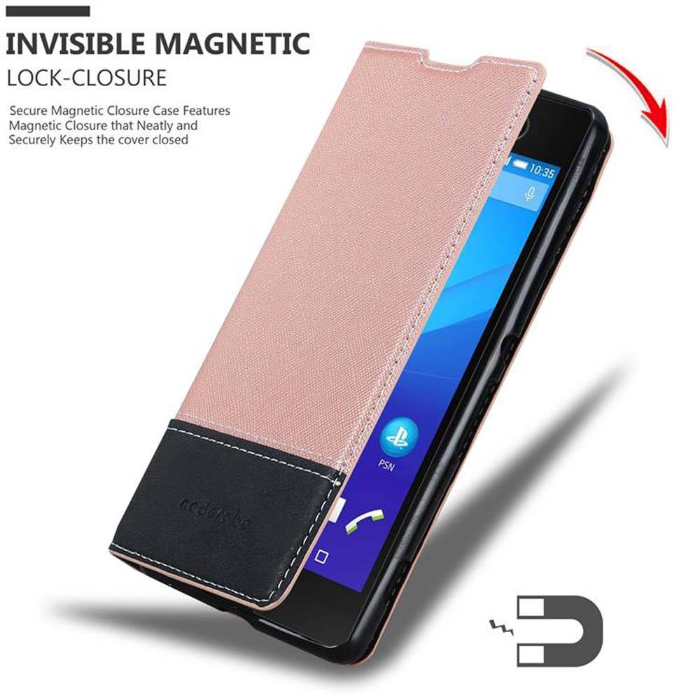 Cadorabo Hülle für Sony Xperia M5 Schutzhülle in Rosa SHandyhülle Book Case Etui Kunstleder