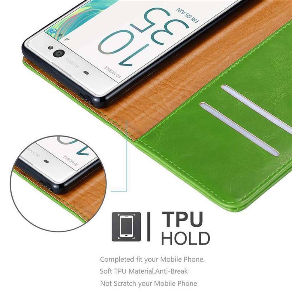 Cadorabo Hülle für Sony Xperia XA Schutzhülle in Grün Handyhülle Book Tasche Case Etui Luxury
