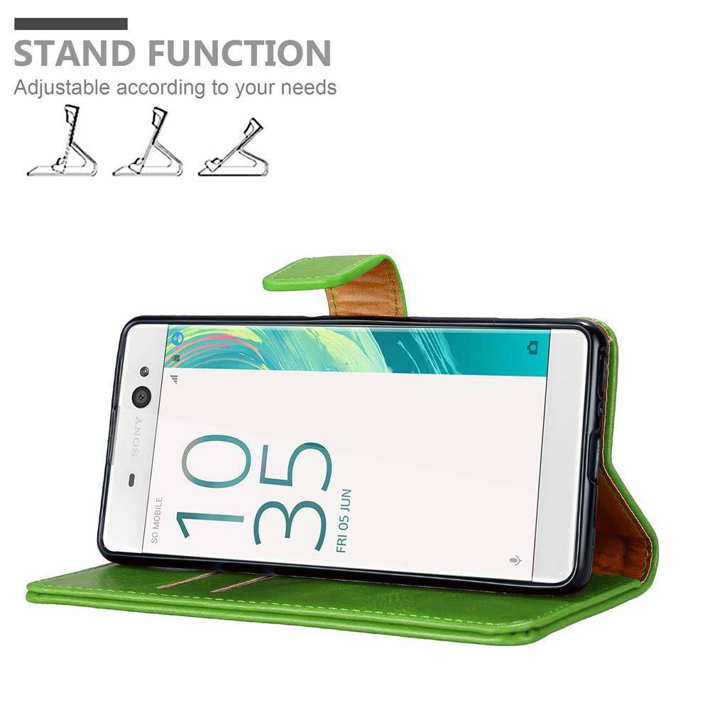 Cadorabo Hülle für Sony Xperia XA Schutzhülle in Grün Handyhülle Book Tasche Case Etui Luxury