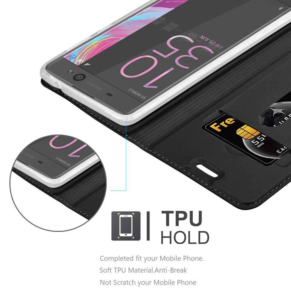 Cadorabo Handyhülle für Sony Xperia XA Schutz Hülle in Schwarz Cover Etui Book Case Booklet