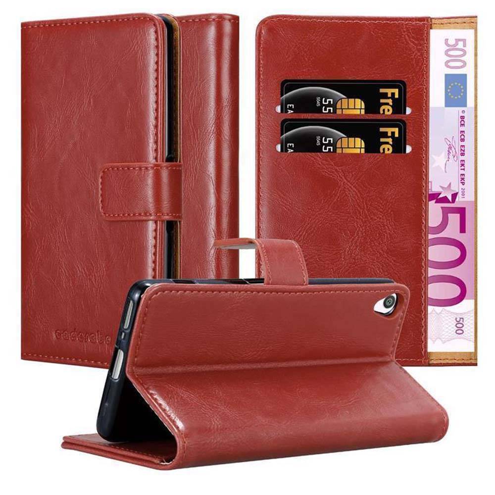 Cadorabo Hülle für Sony Xperia XA Schutzhülle in Rot Handyhülle Book Tasche Case Etui Luxury