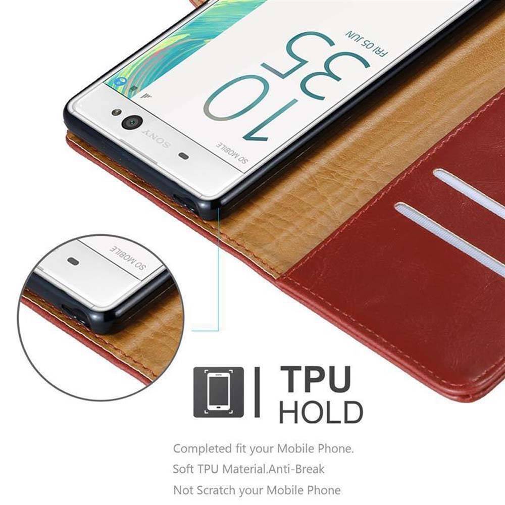 Cadorabo Hülle für Sony Xperia XA Schutzhülle in Rot Handyhülle Book Tasche Case Etui Luxury