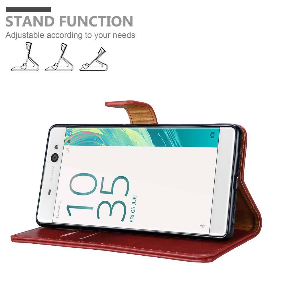 Cadorabo Hülle für Sony Xperia XA ULTRA Schutzhülle in Rot Handyhülle Book Tasche Case Etui Luxury