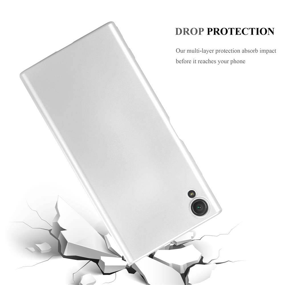 Cadorabo Schutzhülle für Sony Xperia XA1 PLUS Hülle in Silber Handyhülle TPU Silikon Etui Cover Case