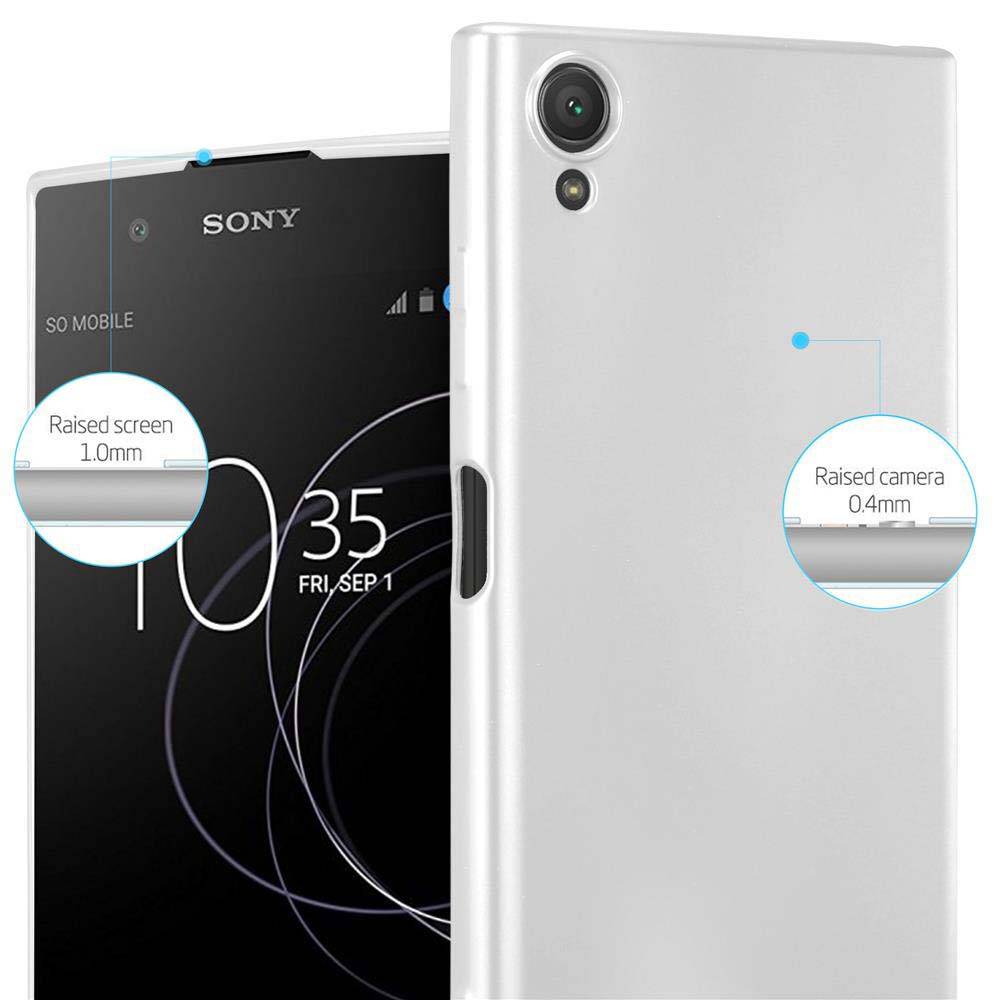 Cadorabo Schutzhülle für Sony Xperia XA1 PLUS Hülle in Silber Handyhülle TPU Silikon Etui Cover Case
