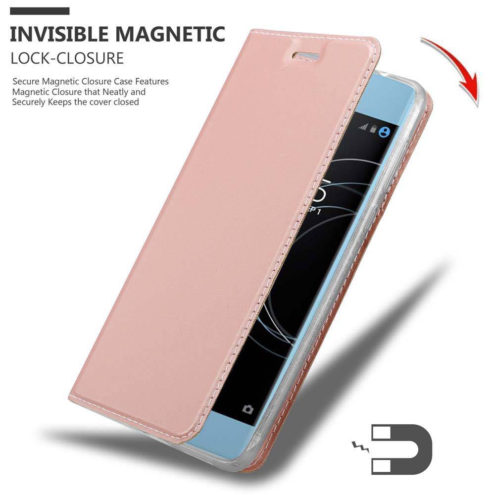Cadorabo Handyhülle für Sony Xperia XA1 PLUS Schutz Hülle in Rosa Cover Etui Book Case Booklet