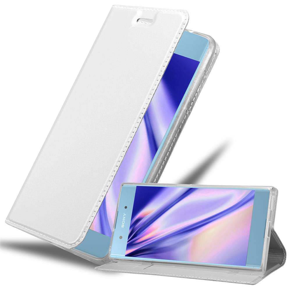 Cadorabo Handyhülle für Sony Xperia XA1 PLUS Schutz Hülle in Silber Cover Etui Book Case Booklet