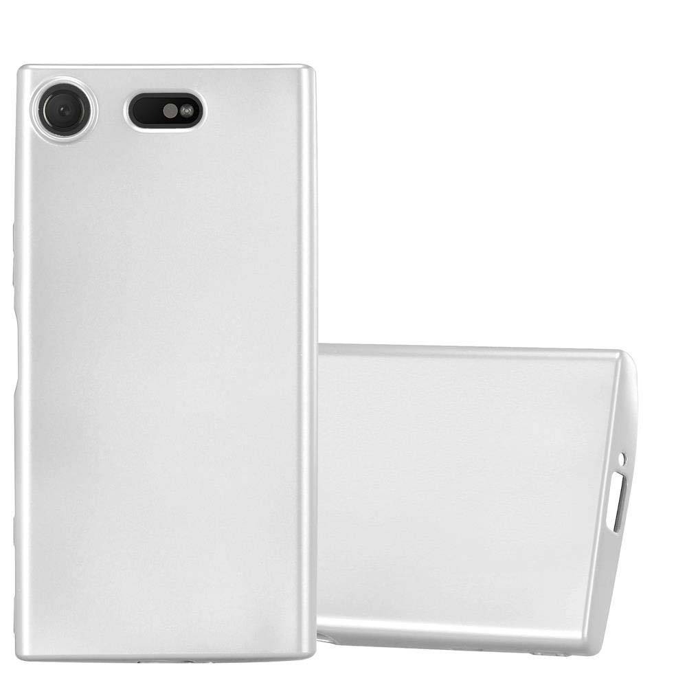 Cadorabo Schutzhülle für Sony Xperia XZ1 COMPACT Hülle in Silber Handyhülle TPU Silikon Etui Cover Case