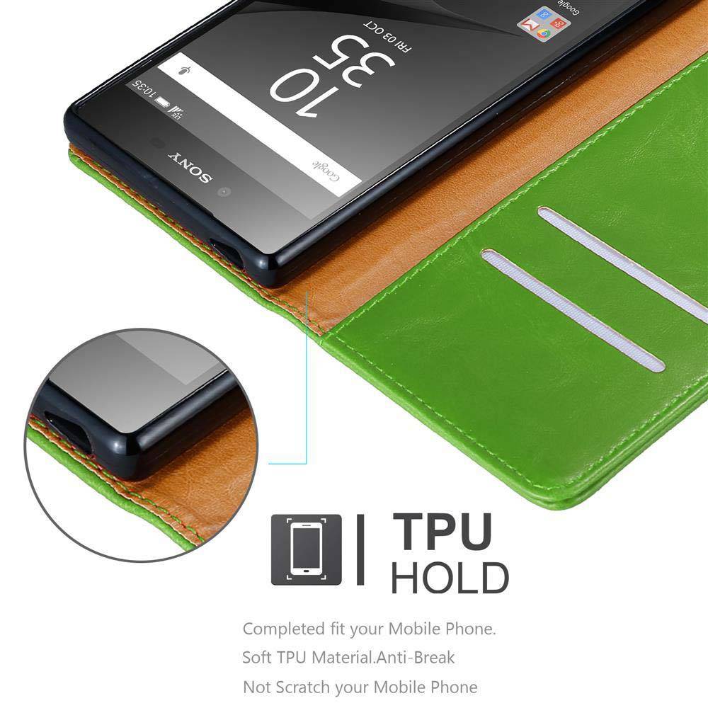 Cadorabo Hülle für Sony Xperia Z5 PREMIUM Schutzhülle in Grün Handyhülle Book Tasche Case Etui Luxury