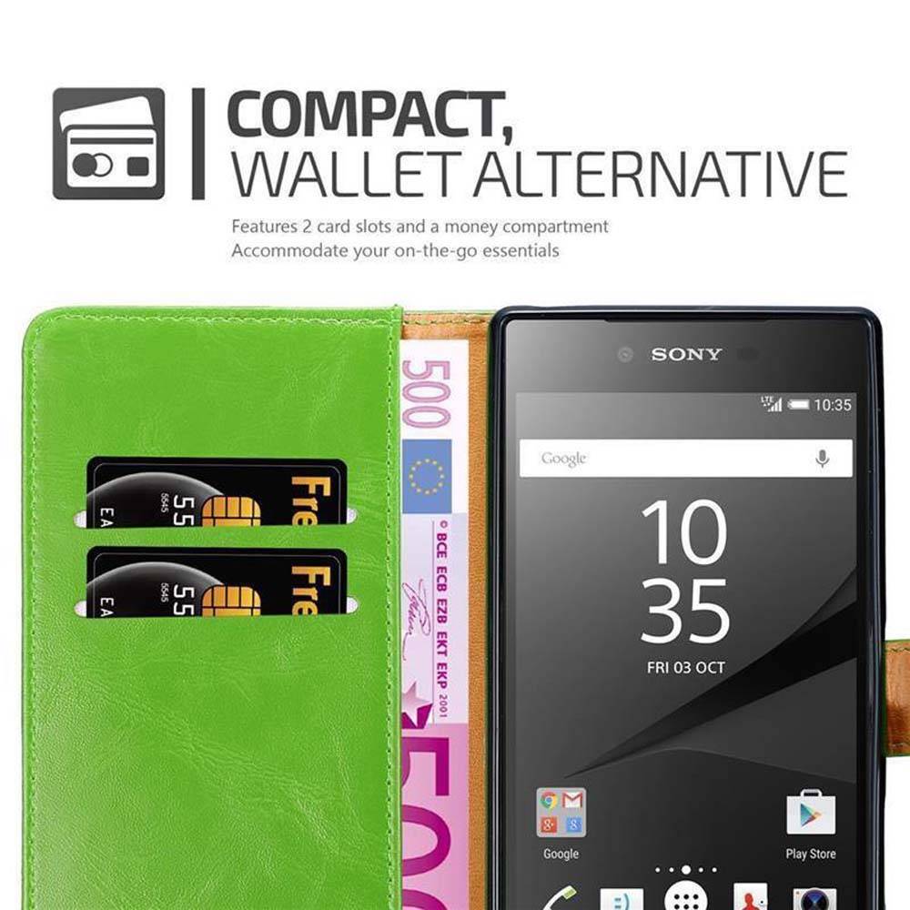 Cadorabo Hülle für Sony Xperia Z5 PREMIUM Schutzhülle in Grün Handyhülle Book Tasche Case Etui Luxury