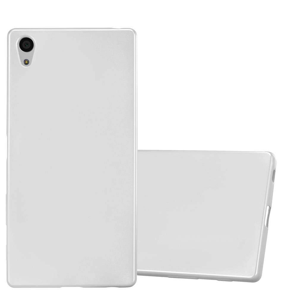 Cadorabo Schutzhülle für Sony Xperia Z5 PREMIUM Hülle in Silber Handyhülle TPU Silikon Etui Cover Case