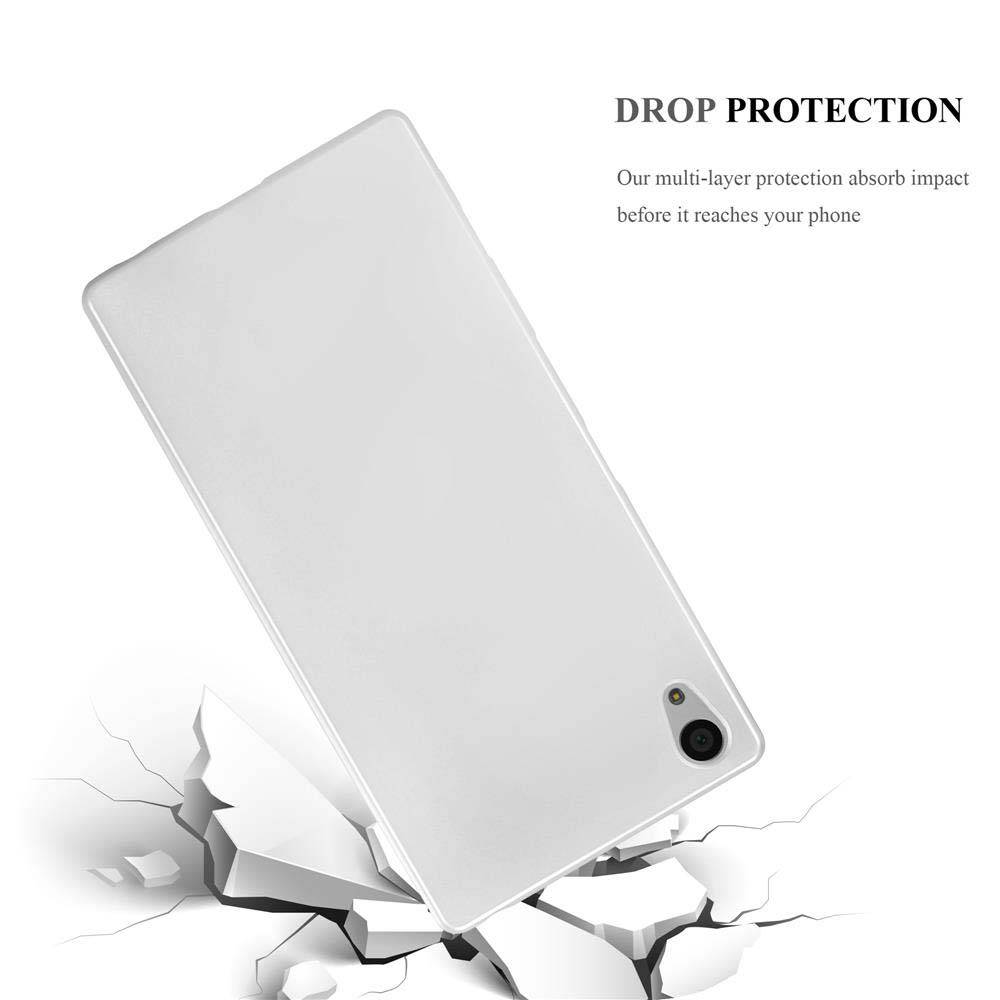 Cadorabo Schutzhülle für Sony Xperia Z5 PREMIUM Hülle in Silber Handyhülle TPU Silikon Etui Cover Case
