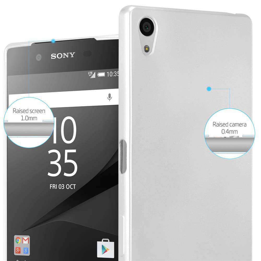 Cadorabo Schutzhülle für Sony Xperia Z5 PREMIUM Hülle in Silber Handyhülle TPU Silikon Etui Cover Case