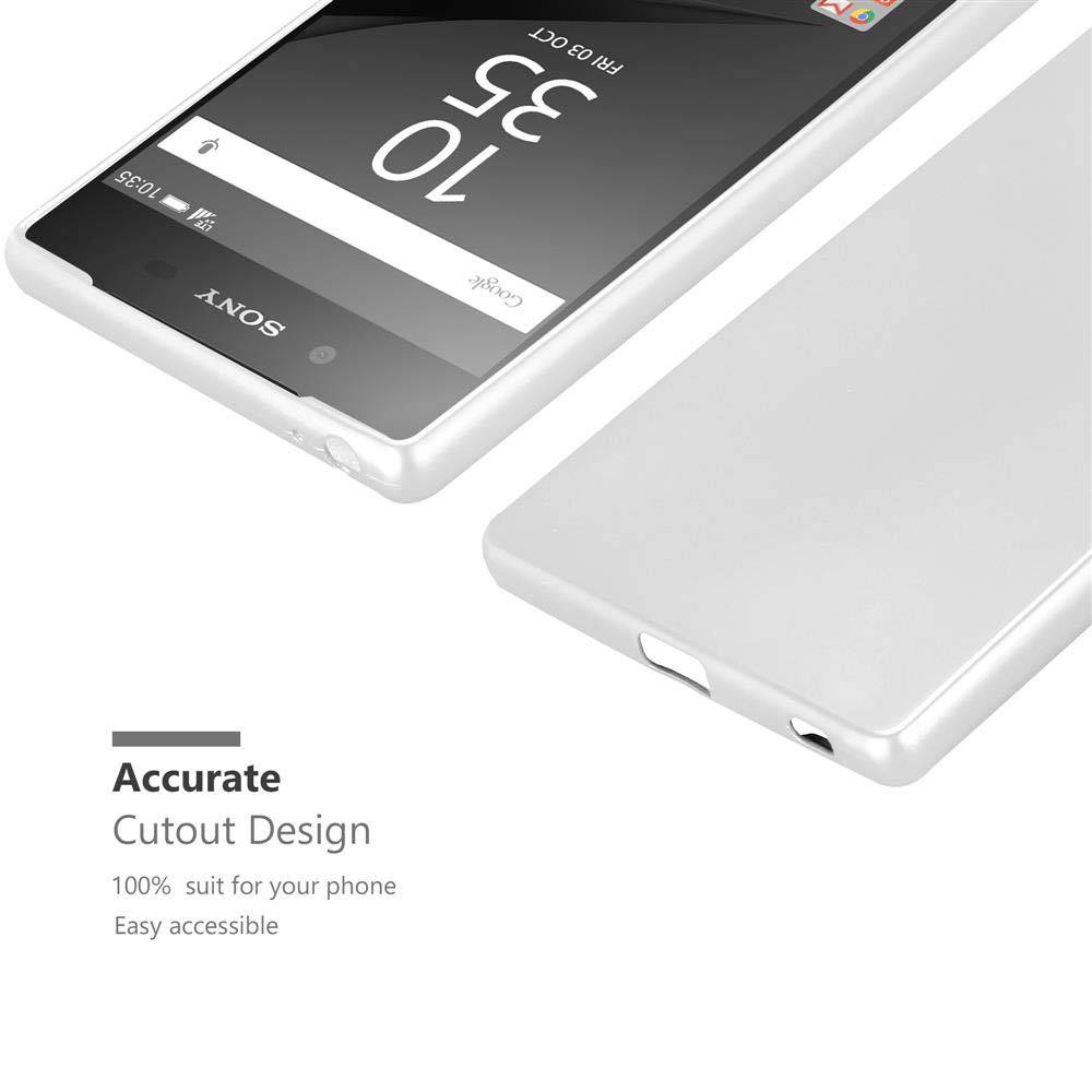 Cadorabo Schutzhülle für Sony Xperia Z5 PREMIUM Hülle in Silber Handyhülle TPU Silikon Etui Cover Case
