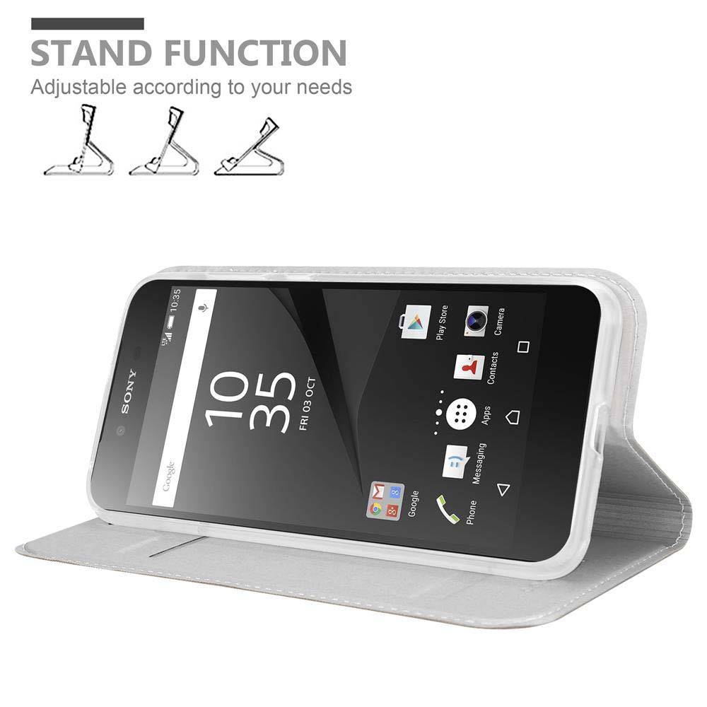 Cadorabo Handyhülle für Sony Xperia Z5 PREMIUM Schutz Hülle in Silber Cover Etui Book Case Booklet
