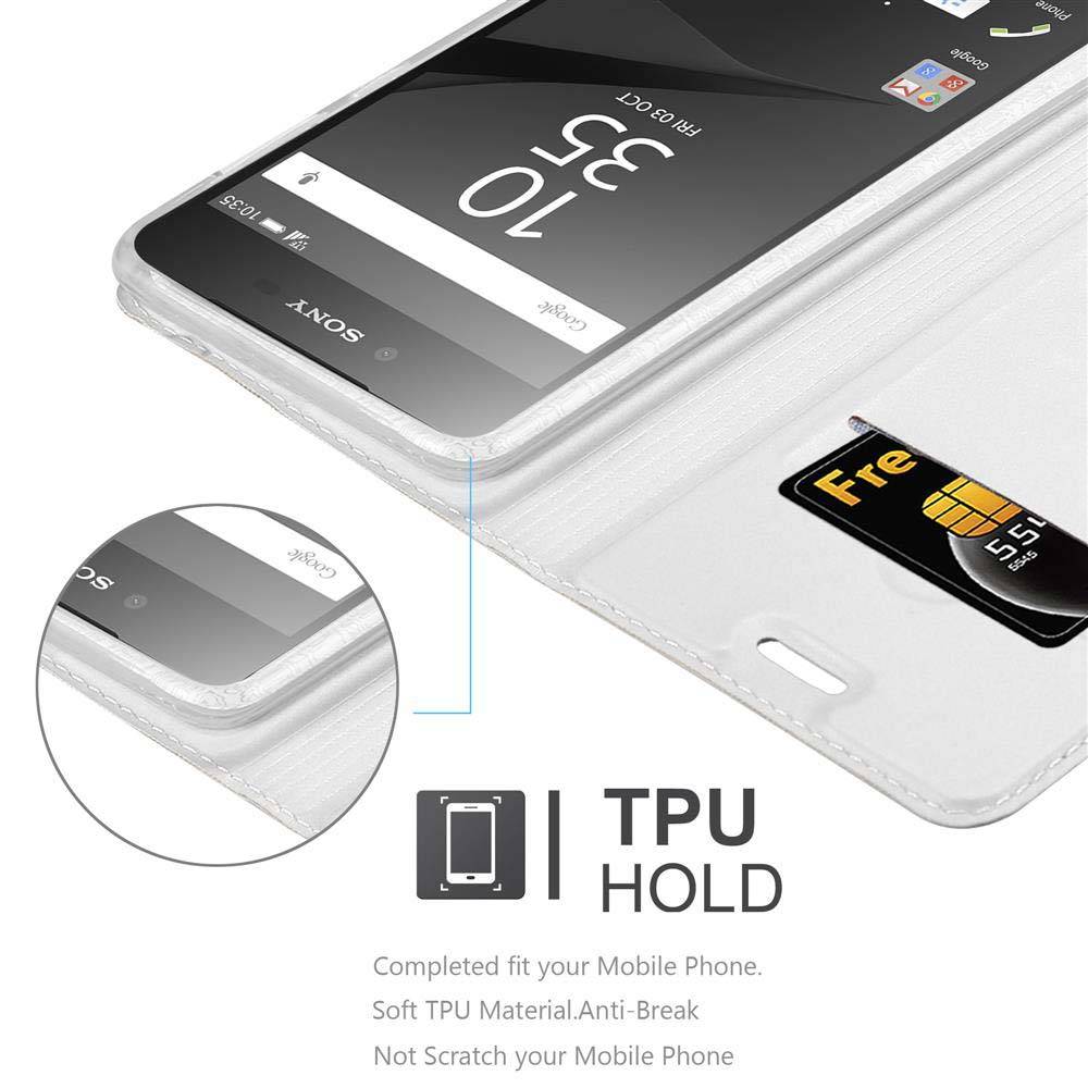 Cadorabo Handyhülle für Sony Xperia Z5 PREMIUM Schutz Hülle in Silber Cover Etui Book Case Booklet
