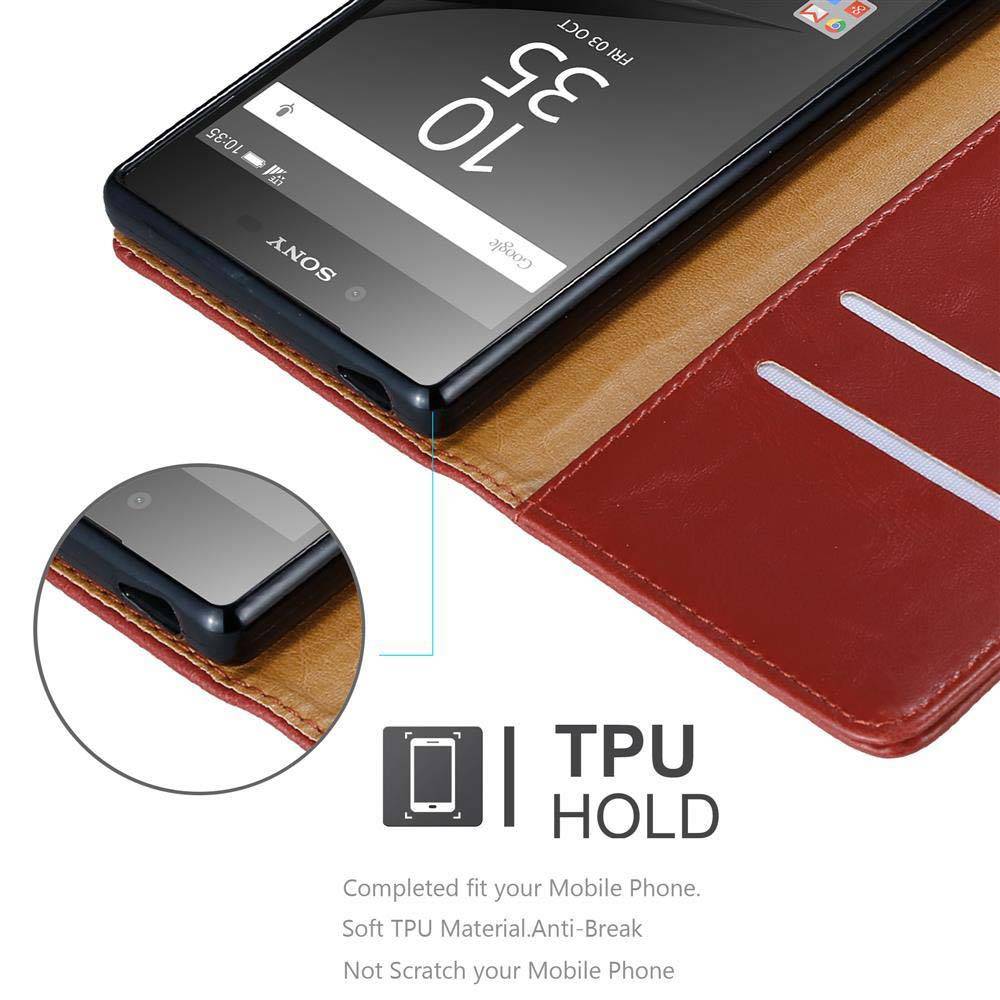 Cadorabo Hülle für Sony Xperia Z5 PREMIUM Schutzhülle in Rot Handyhülle Book Tasche Case Etui Luxury