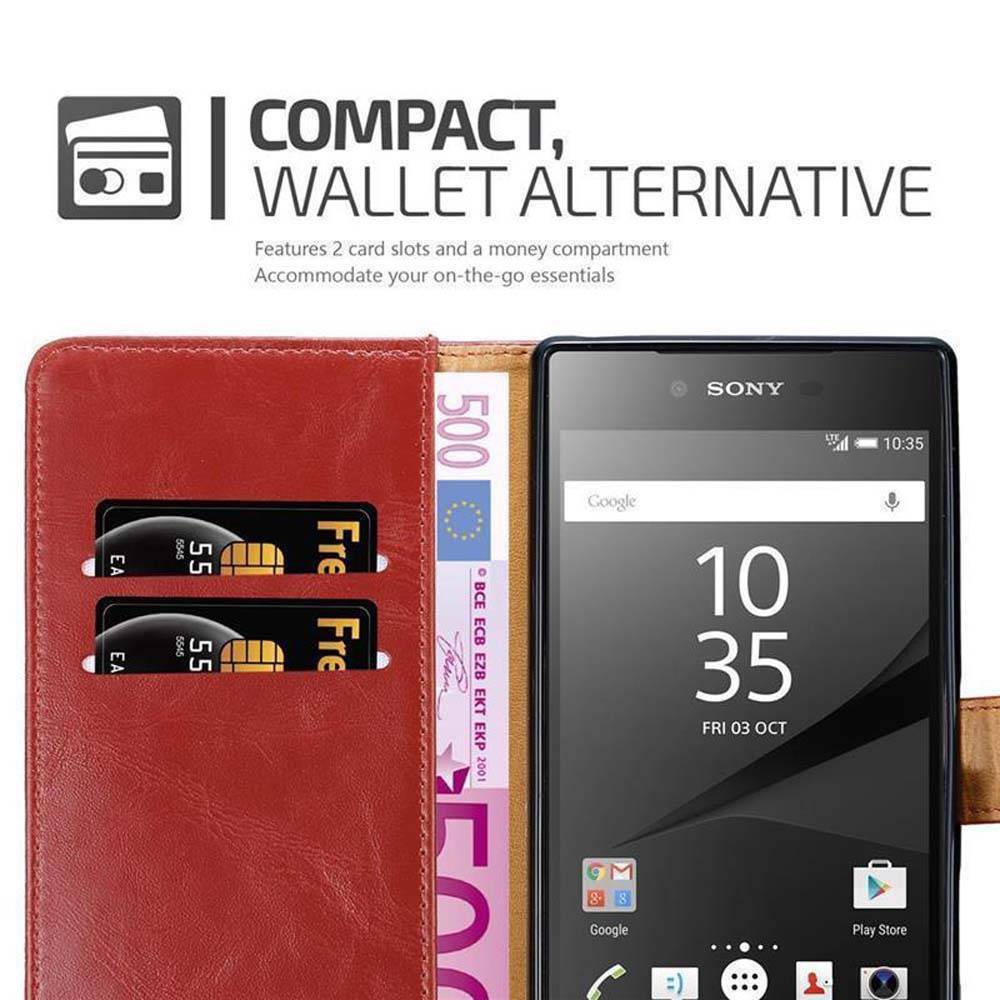 Cadorabo Hülle für Sony Xperia Z5 PREMIUM Schutzhülle in Rot Handyhülle Book Tasche Case Etui Luxury