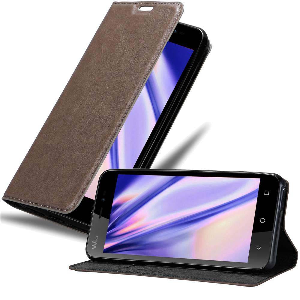 Cadorabo Hülle für WIKO FREDDY Schutz Hülle in Braun Handyhülle Etui Case Cover Magnetverschluss