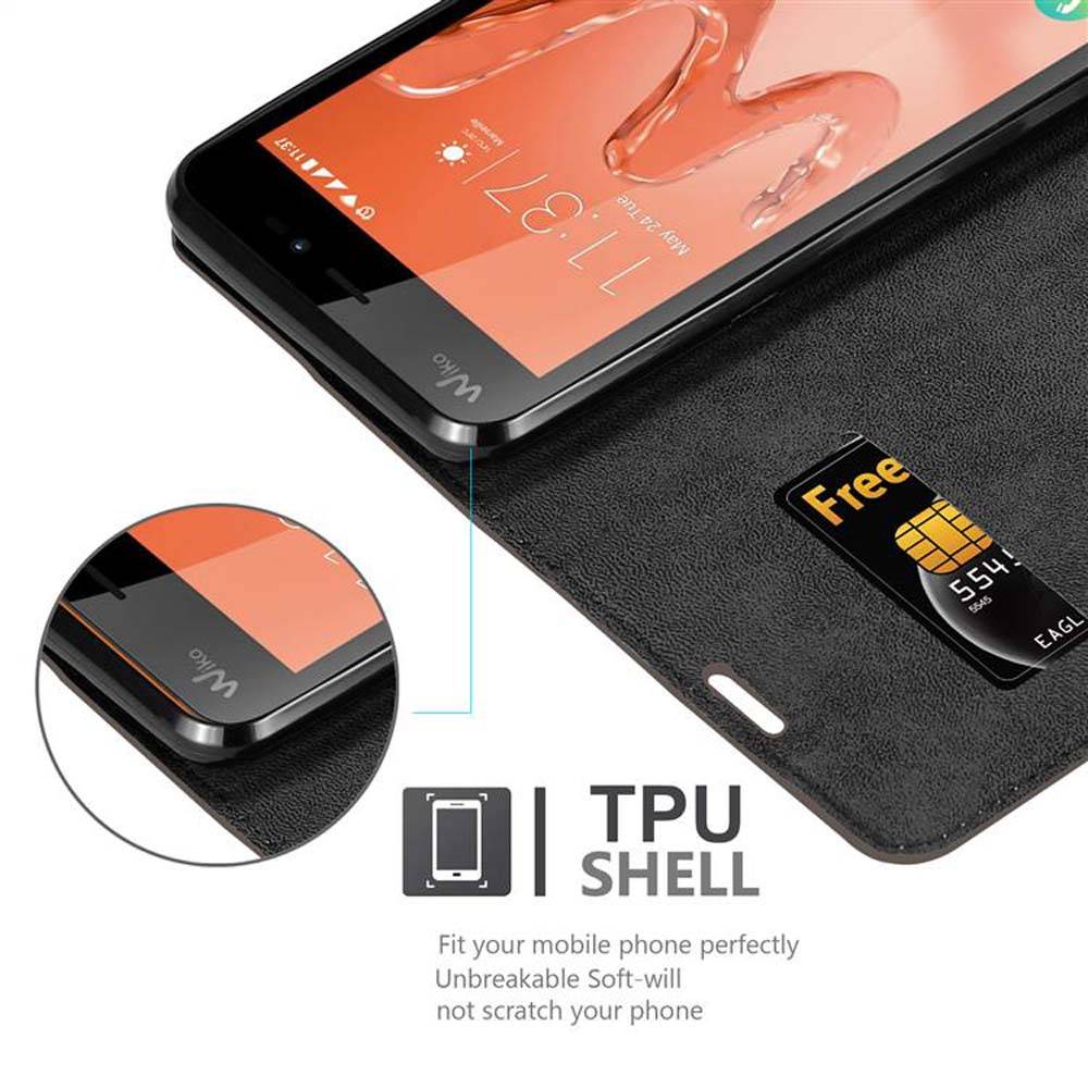 Cadorabo Hülle für WIKO FREDDY Schutz Hülle in Braun Handyhülle Etui Case Cover Magnetverschluss