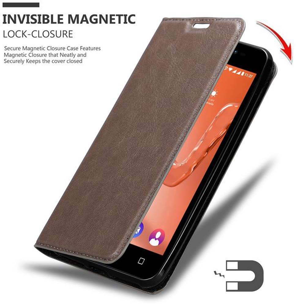 Cadorabo Hülle für WIKO FREDDY Schutz Hülle in Braun Handyhülle Etui Case Cover Magnetverschluss