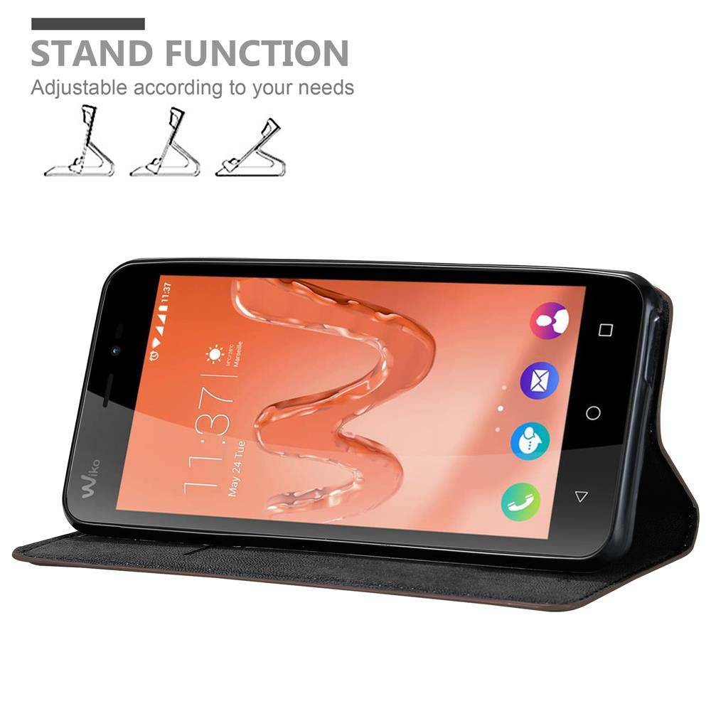 Cadorabo Hülle für WIKO FREDDY Schutz Hülle in Braun Handyhülle Etui Case Cover Magnetverschluss