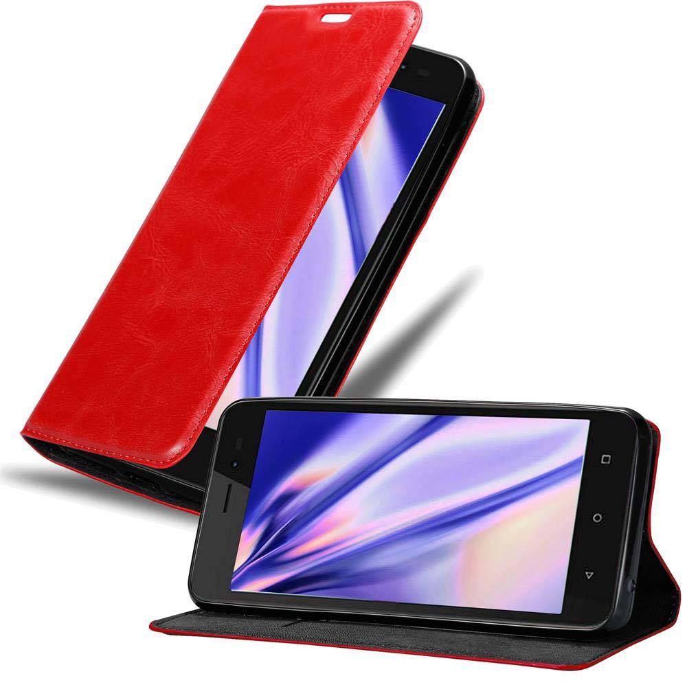 Cadorabo Hülle für WIKO SUNNY 3 Schutz Hülle in Rot Handyhülle Etui Case Cover Magnetverschluss