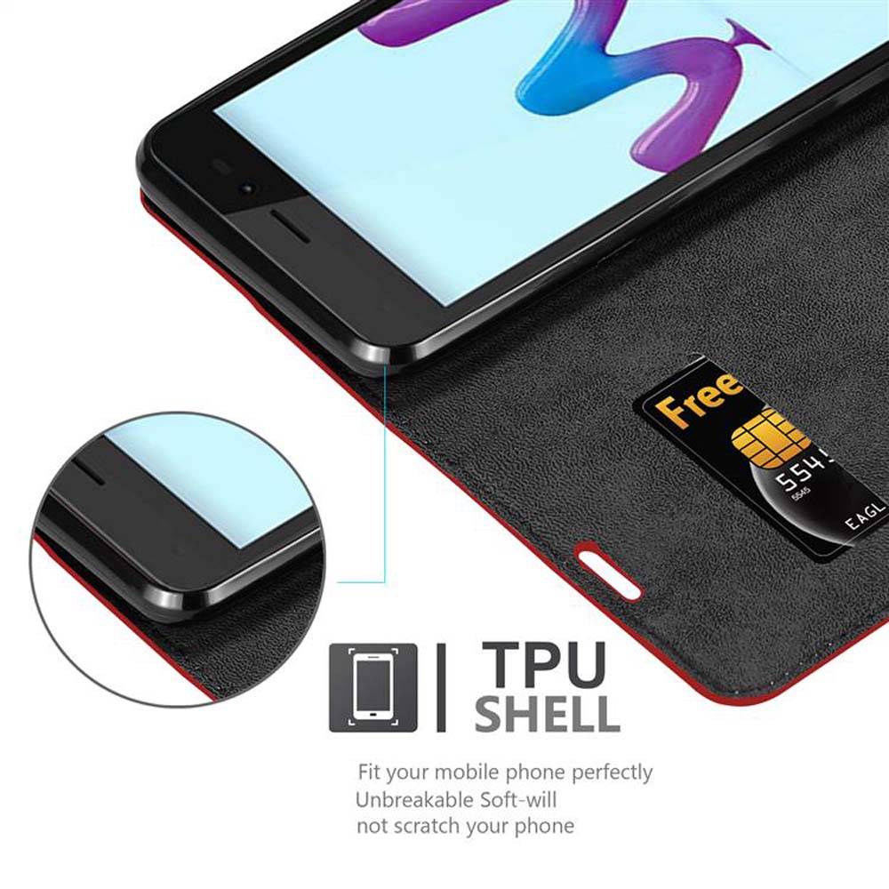 Cadorabo Hülle für WIKO SUNNY 3 Schutz Hülle in Rot Handyhülle Etui Case Cover Magnetverschluss