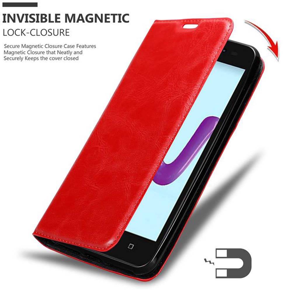 Cadorabo Hülle für WIKO SUNNY 3 Schutz Hülle in Rot Handyhülle Etui Case Cover Magnetverschluss