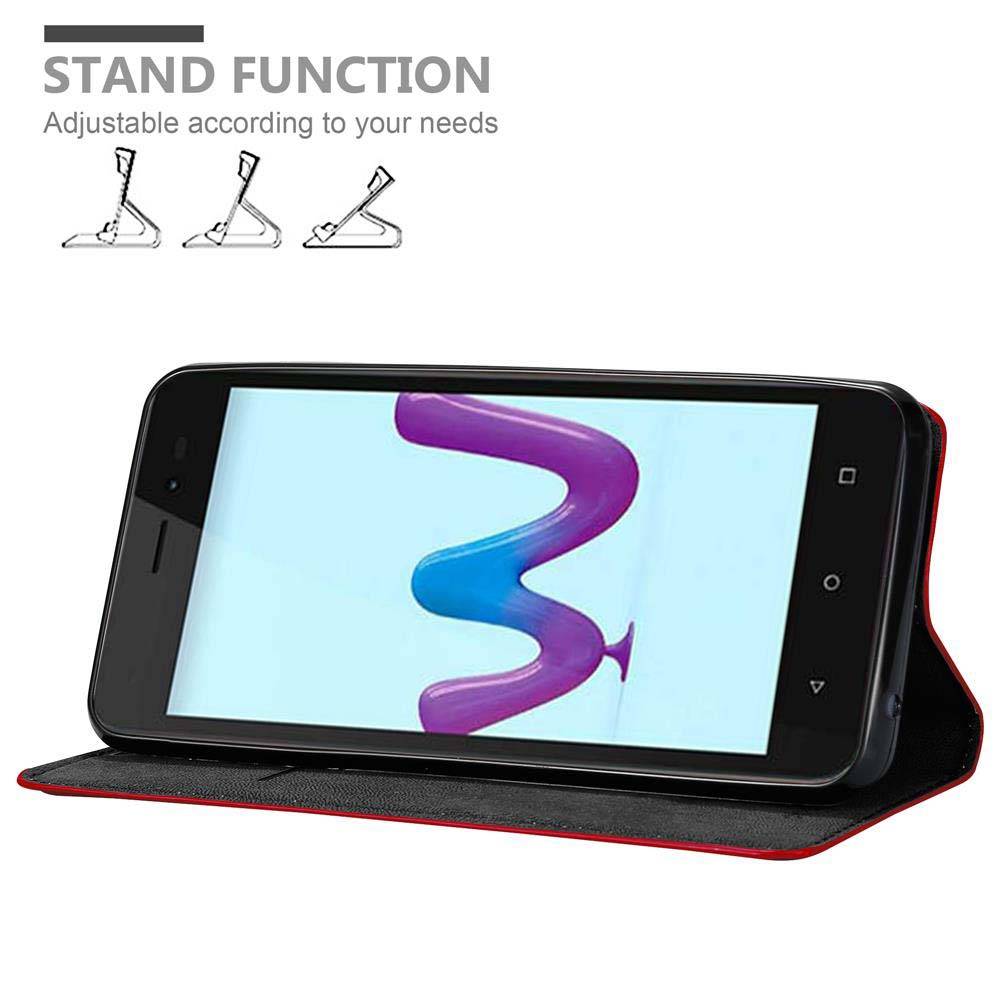 Cadorabo Hülle für WIKO SUNNY 3 Schutz Hülle in Rot Handyhülle Etui Case Cover Magnetverschluss