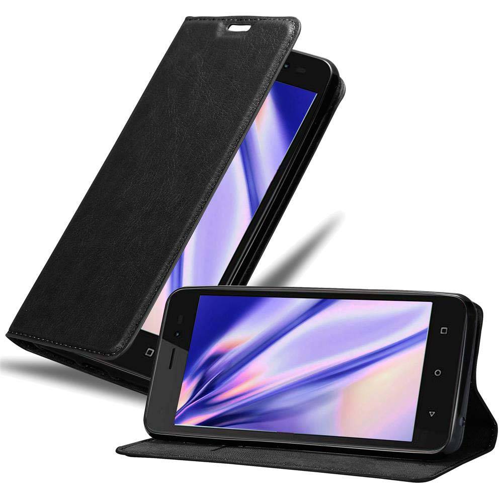 Cadorabo Hülle für WIKO SUNNY 3 Schutz Hülle in Schwarz Handyhülle Etui Case Cover Magnetverschluss