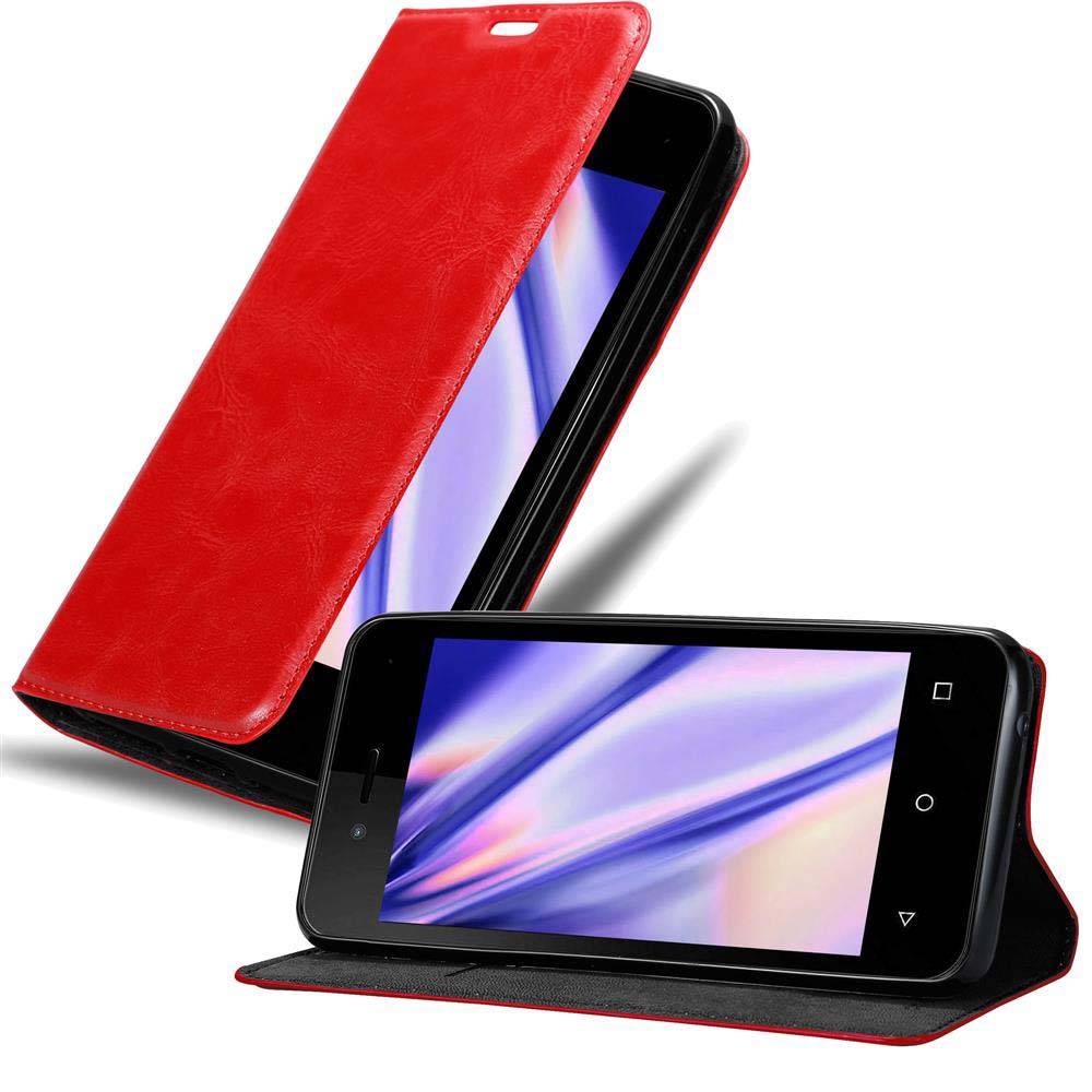 Cadorabo Hülle für WIKO SUNNY 3 MINI Schutz Hülle in Rot Handyhülle Etui Case Cover Magnetverschluss