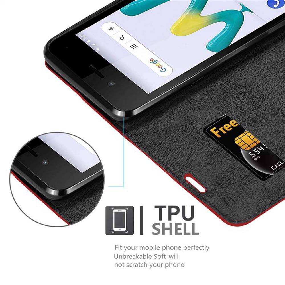 Cadorabo Hülle für WIKO SUNNY 3 MINI Schutz Hülle in Rot Handyhülle Etui Case Cover Magnetverschluss