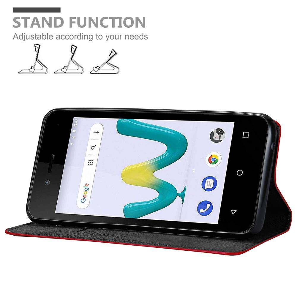 Cadorabo Hülle für WIKO SUNNY 3 MINI Schutz Hülle in Rot Handyhülle Etui Case Cover Magnetverschluss