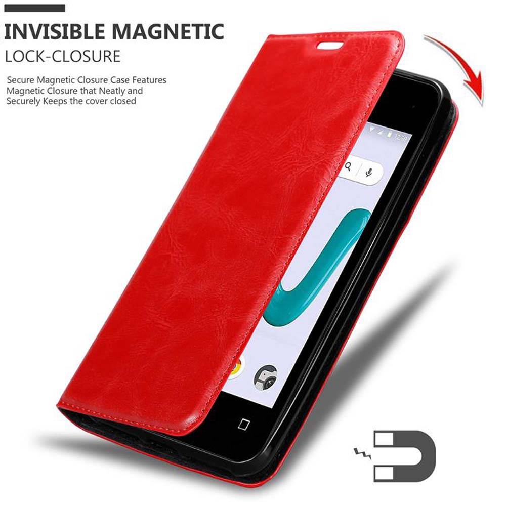 Cadorabo Hülle für WIKO SUNNY 3 MINI Schutz Hülle in Rot Handyhülle Etui Case Cover Magnetverschluss