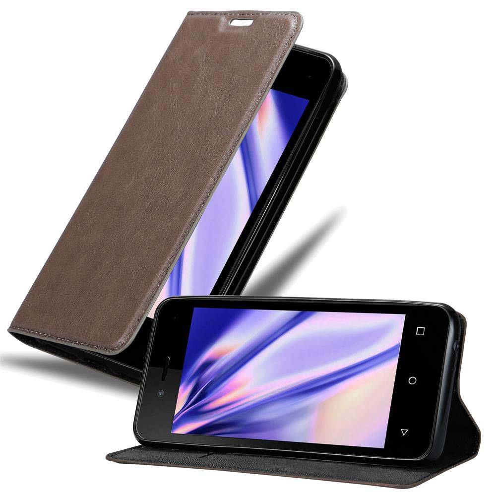 Cadorabo Hülle für WIKO SUNNY 3 MINI Schutz Hülle in Braun Handyhülle Etui Case Cover Magnetverschluss
