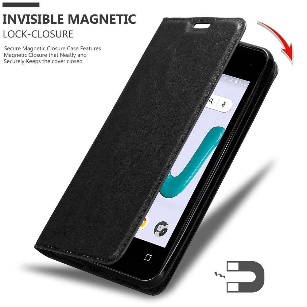 Cadorabo Hülle für WIKO SUNNY 3 MINI Schutz Hülle in Schwarz Handyhülle Etui Case Cover Magnetverschluss