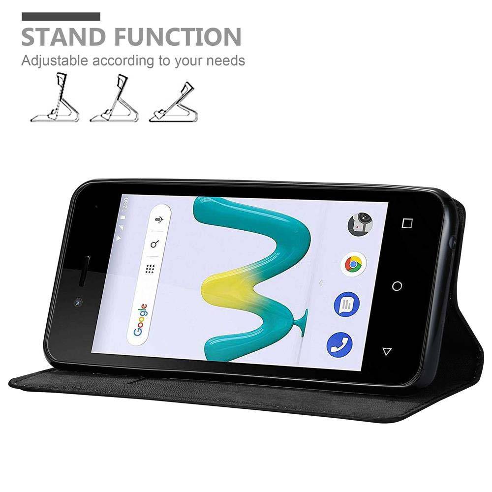 Cadorabo Hülle für WIKO SUNNY 3 MINI Schutz Hülle in Schwarz Handyhülle Etui Case Cover Magnetverschluss