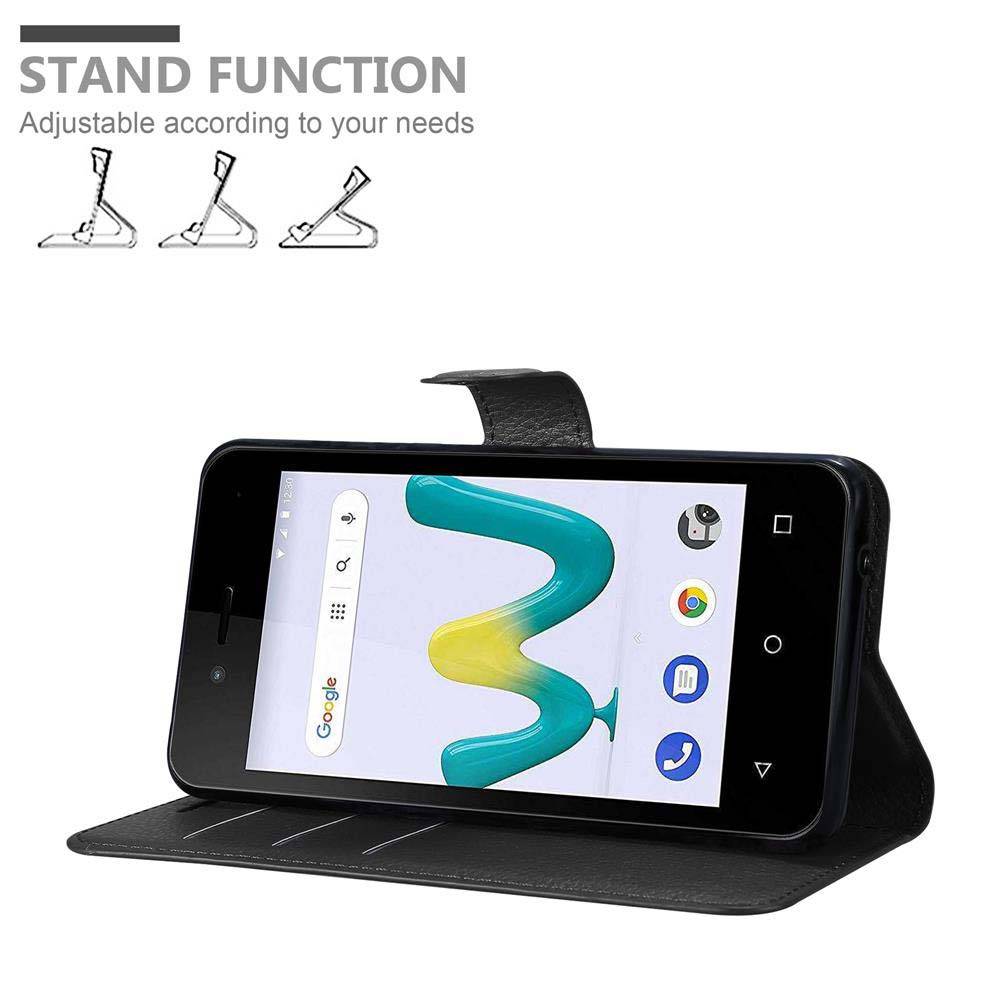 Cadorabo Hülle für WIKO SUNNY 3 MINI Schutz Hülle in Schwarz Handyhülle Etui Case Cover Magnetverschluss
