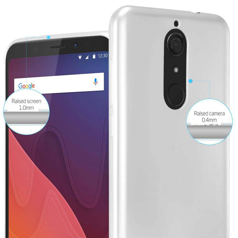 Cadorabo Schutzhülle für WIKO VIEW Hülle in Silber Handyhülle TPU Silikon Etui Cover Case