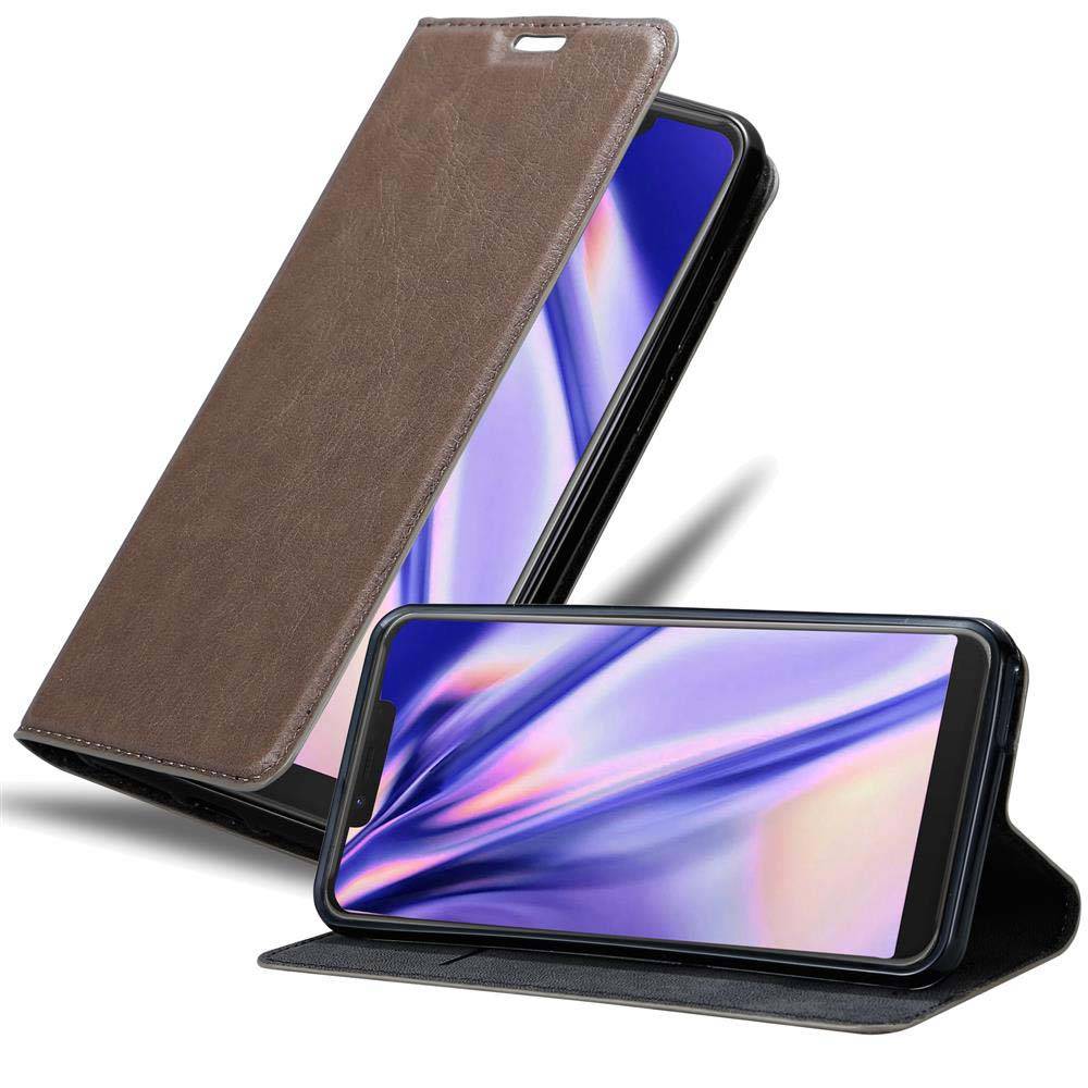 Cadorabo Hülle für WIKO VIEW 2 GO Schutz Hülle in Braun Handyhülle Etui Case Cover Magnetverschluss