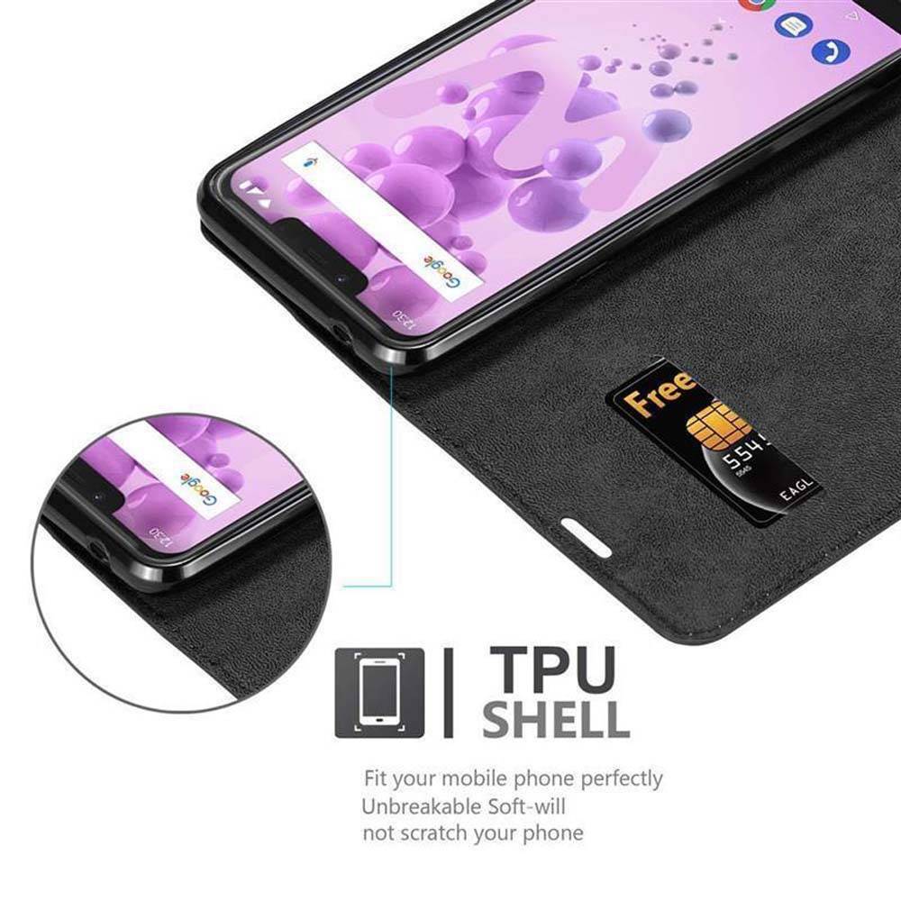 Cadorabo Hülle für WIKO VIEW 2 GO Schutz Hülle in Schwarz Handyhülle Etui Case Cover Magnetverschluss