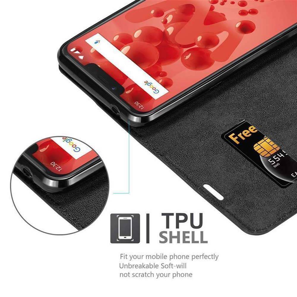 Cadorabo Hülle für WIKO VIEW 2 PLUS Schutz Hülle in Schwarz Handyhülle Etui Case Cover Magnetverschluss