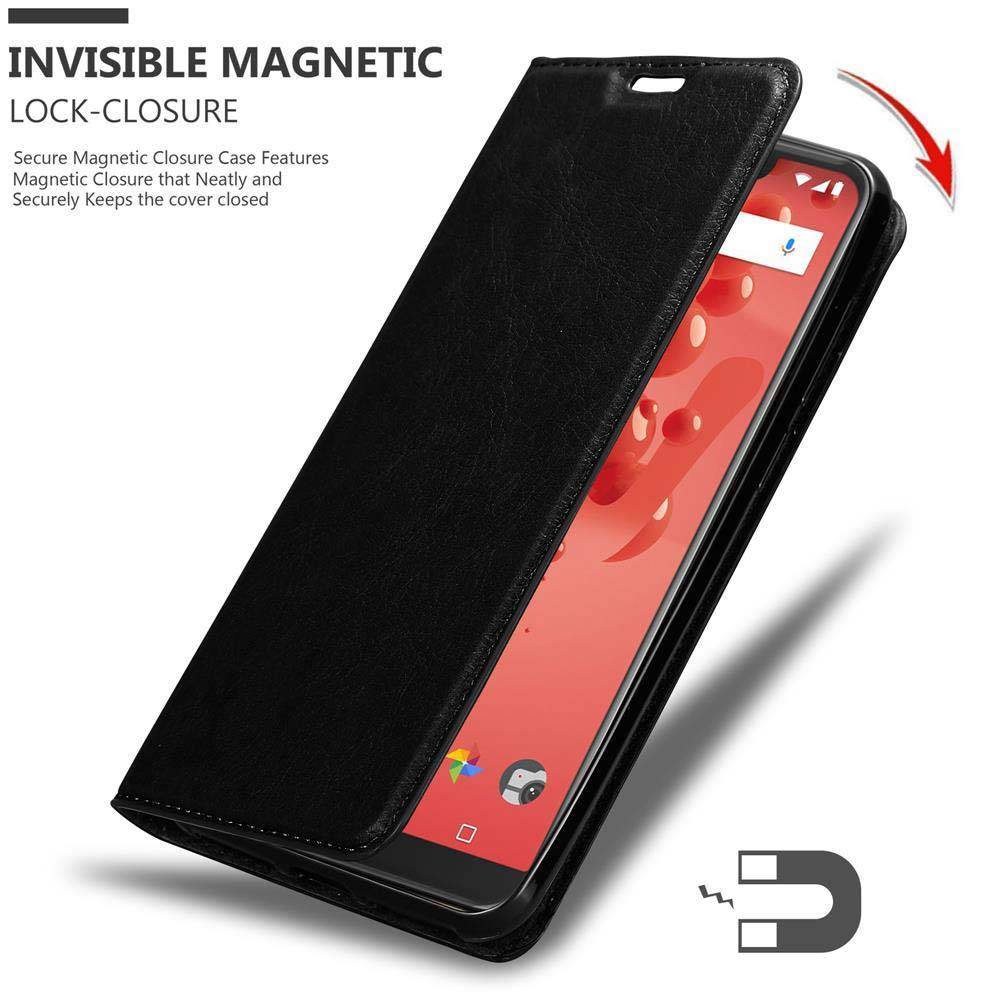Cadorabo Hülle für WIKO VIEW 2 PLUS Schutz Hülle in Schwarz Handyhülle Etui Case Cover Magnetverschluss